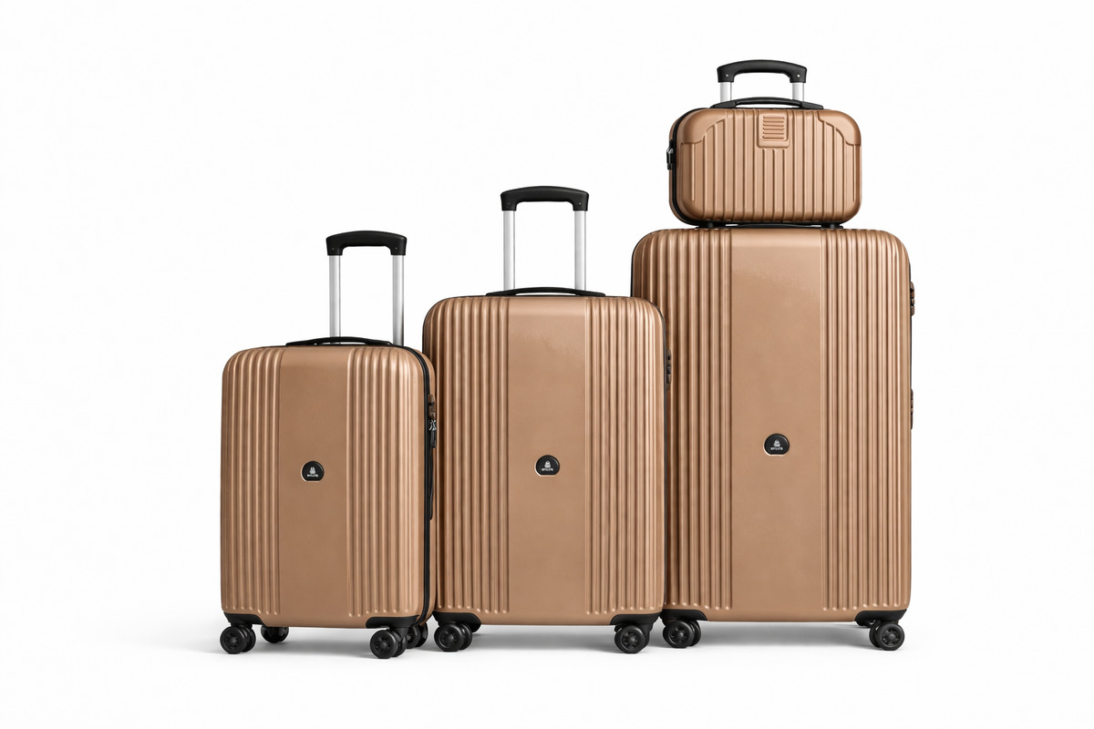 Valises rigides marron avec roulettes set 3tailles cabine moyenne grande