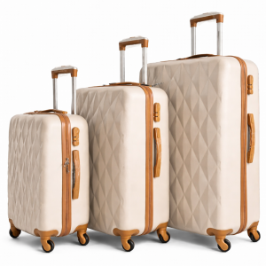 set de 3 valises rigides ABS crème avec roulettes