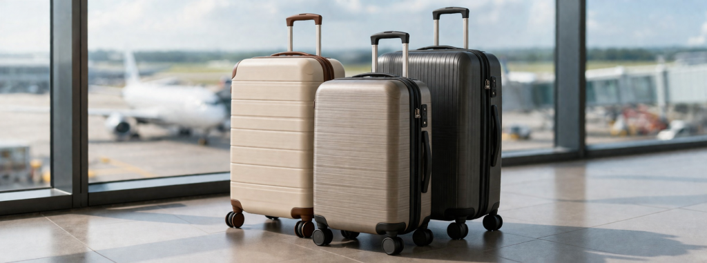 lot de valises de voyage pas cher, cabine, moyenne et grand format